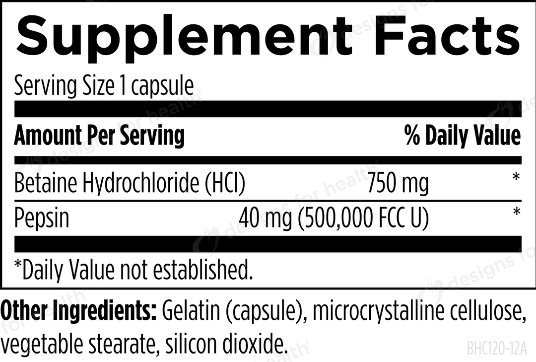 Betaine HCL 750 mg - 120 capsules