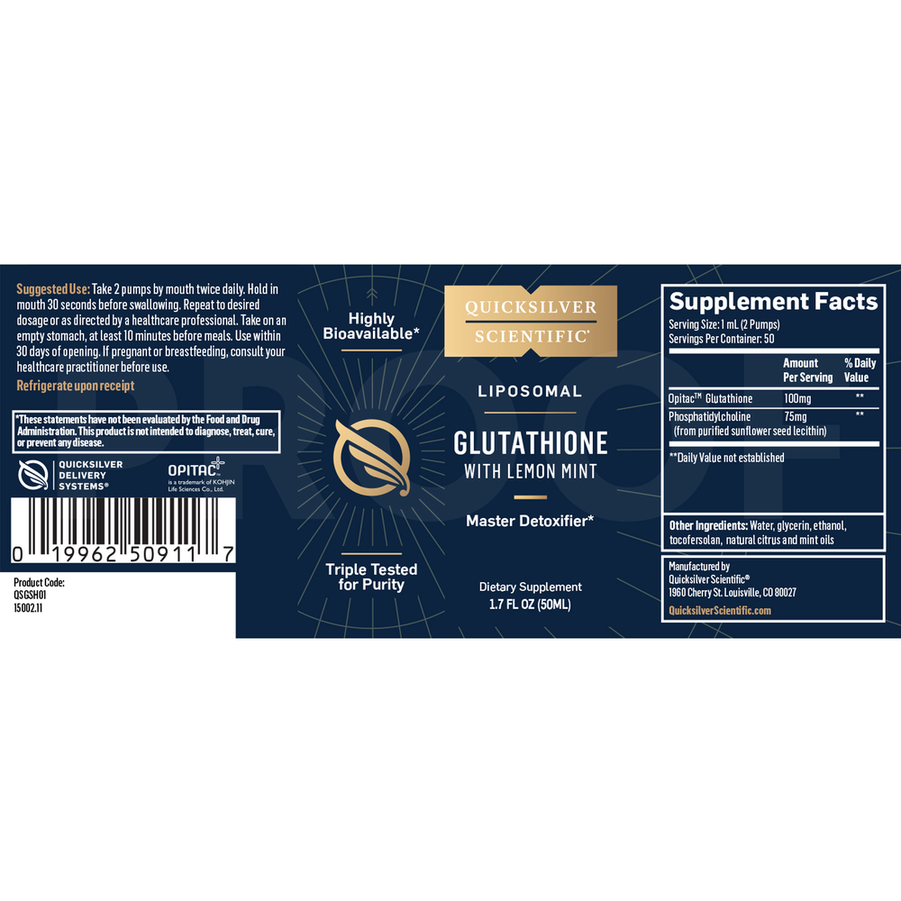 Liposomal Glutathione (Lemon Mint Flavor) - 1.7 oz